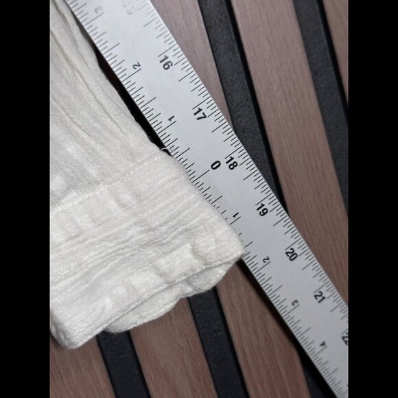 Free People Shirt XS Womens White Long Sleeve Textured Lace Knit Detail Sheer - Picture 5 of 7